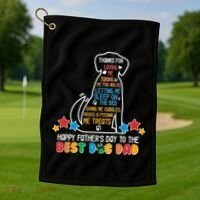 Happy Father's Dad To The Best Dog Dad Golf Towel thumb 1
