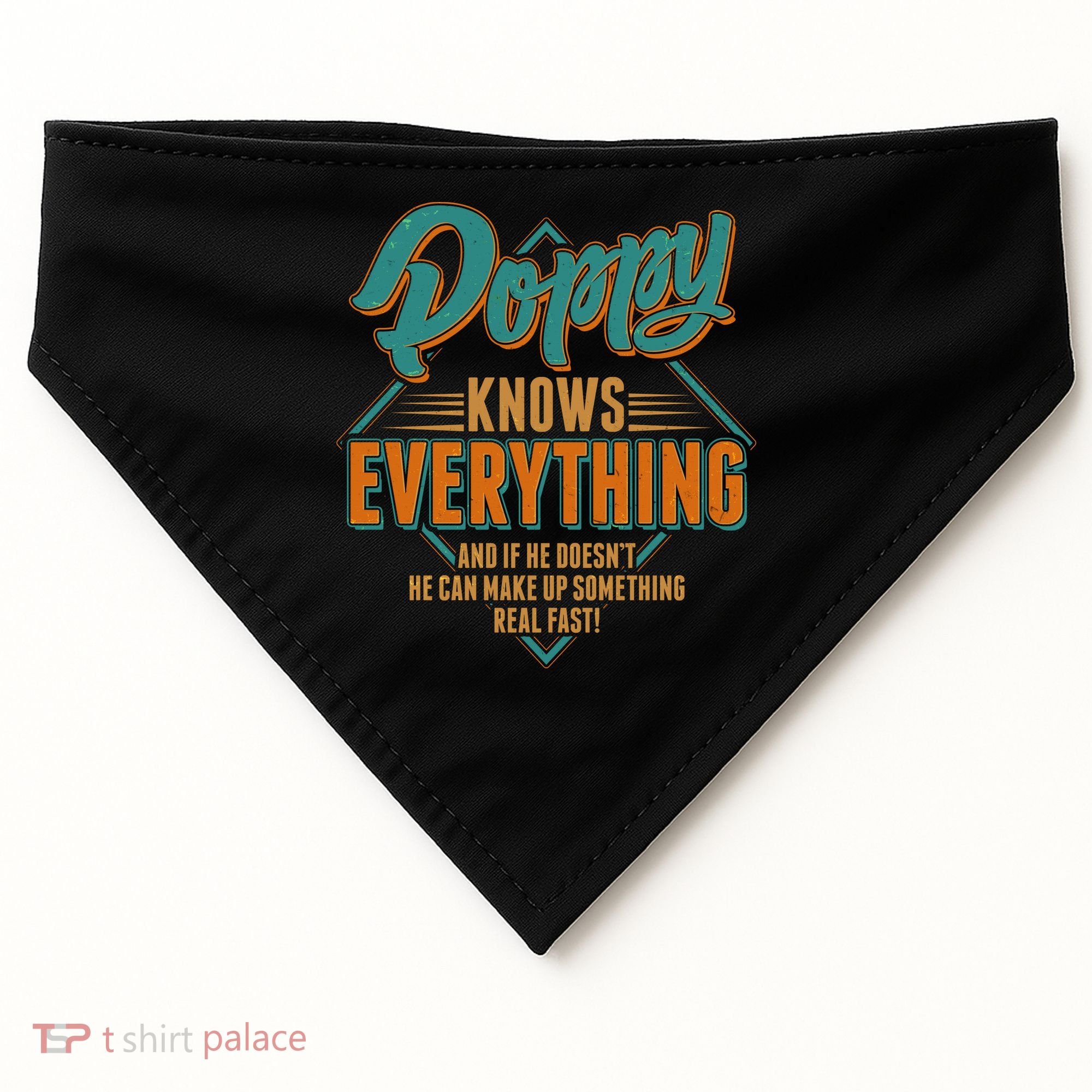 Happy Fathers Day Poppy Knows Everything USA-Made Doggie Bandana