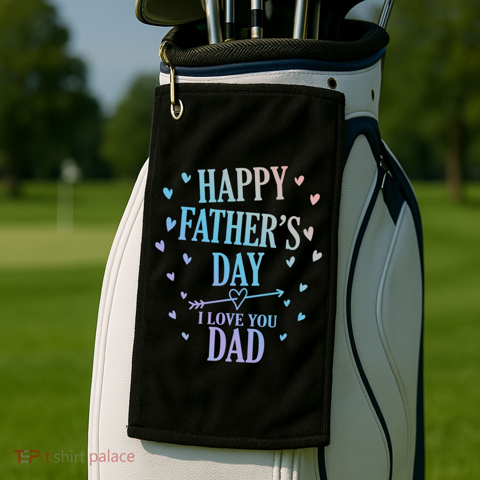 Happy Fathers Day I Love You Dad Papa Gift Golf Towel