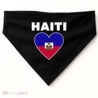 Haitian Flag Day Cool Haiti Flag Heart Pride USA-Made Doggie Bandana thumb 0