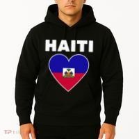 Haitian Flag Day Cool Haiti Flag Heart Pride Hoodie thumb 2