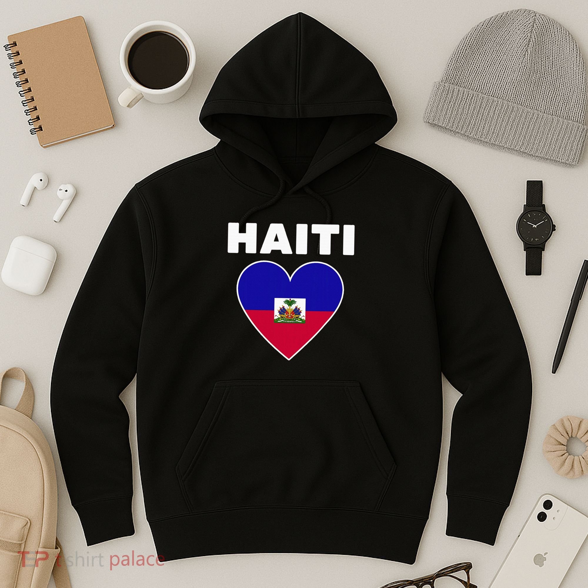Haitian Flag Day Cool Haiti Flag Heart Pride Hoodie