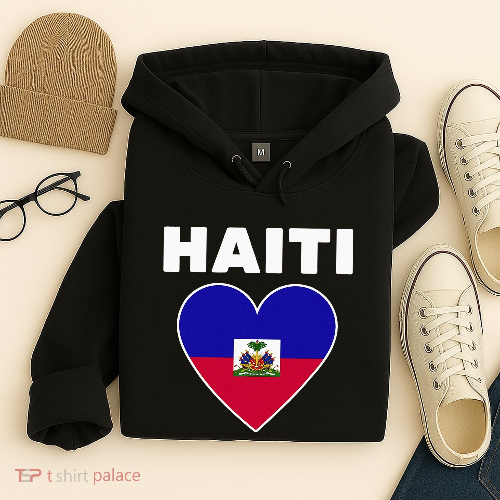 Haitian Flag Day Cool Haiti Flag Heart Pride Hoodie