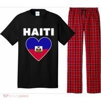 Haitian Flag Day Cool Haiti Flag Heart Pride Pajama Set thumb 0