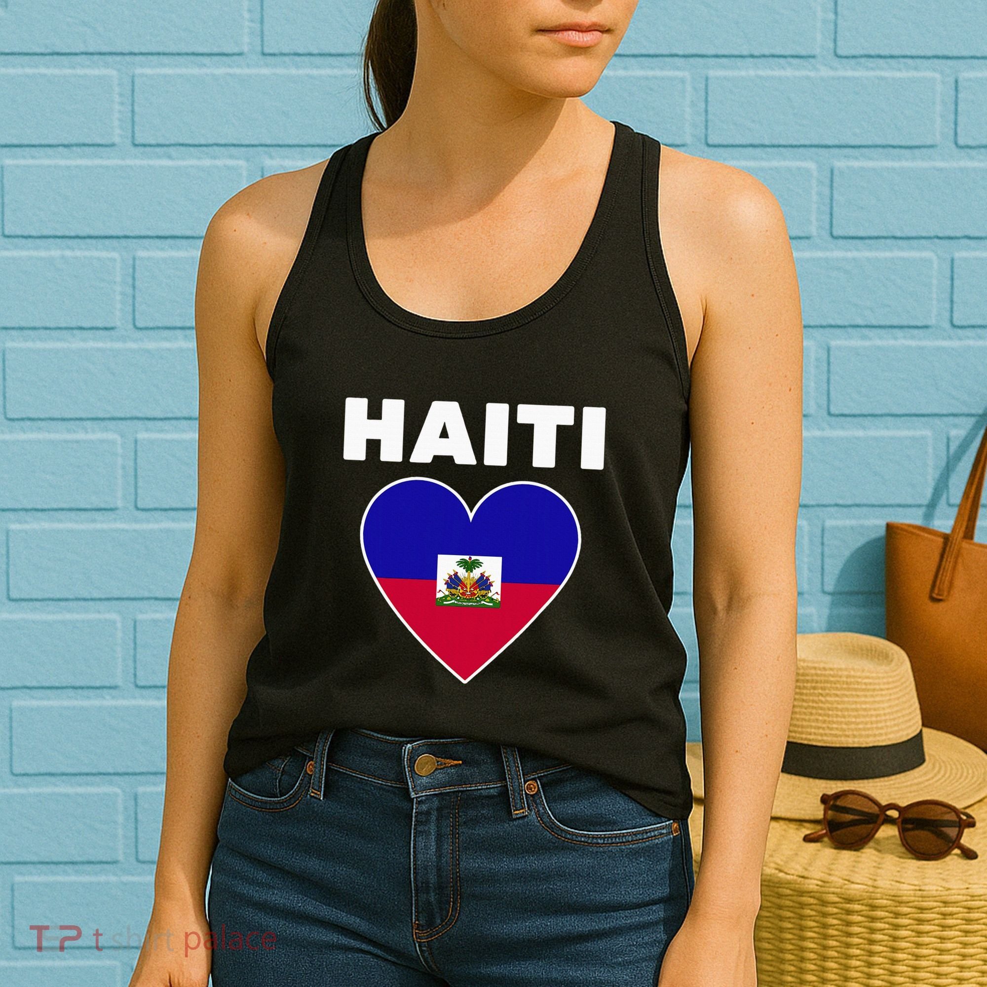 Haitian Flag Day Cool Haiti Flag Heart Pride Women's Tank Top
