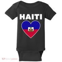 Haitian Flag Day Cool Haiti Flag Heart Pride Baby Bodysuit thumb 0