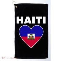 Haitian Flag Day Cool Haiti Flag Heart Pride Golf Towel thumb 0