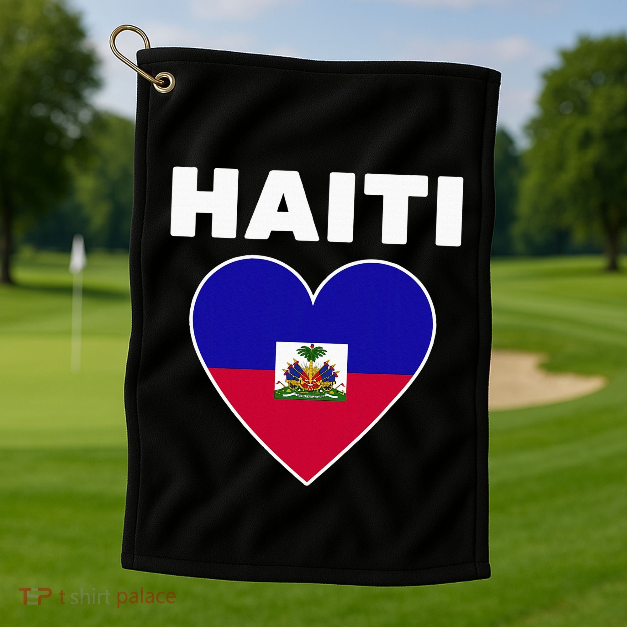 Haitian Flag Day Cool Haiti Flag Heart Pride Golf Towel
