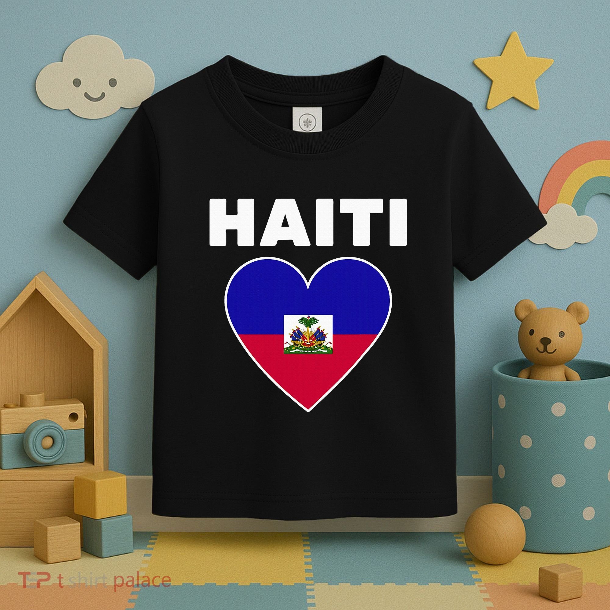 Haitian Flag Day Cool Haiti Flag Heart Pride Toddler T-Shirt