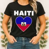 Haitian Flag Day Cool Haiti Flag Heart Pride Women's T-Shirt thumb 2
