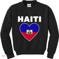 Haitian Flag Day Cool Haiti Flag Heart Pride Kids Sweatshirt thumb 0