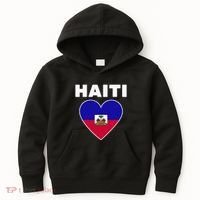 Haitian Flag Day Cool Haiti Flag Heart Pride Kids Hoodie thumb 0