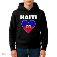 Haitian Flag Day Cool Haiti Flag Heart Pride Kids Hoodie thumb 4