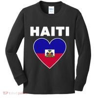 Haitian Flag Day Cool Haiti Flag Heart Pride Kids Long Sleeve Shirt thumb 0