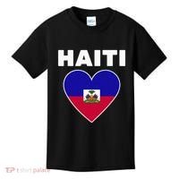 Haitian Flag Day Cool Haiti Flag Heart Pride Kids T-Shirt thumb 0