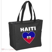 Haitian Flag Day Cool Haiti Flag Heart Pride Tote Bag thumb 2