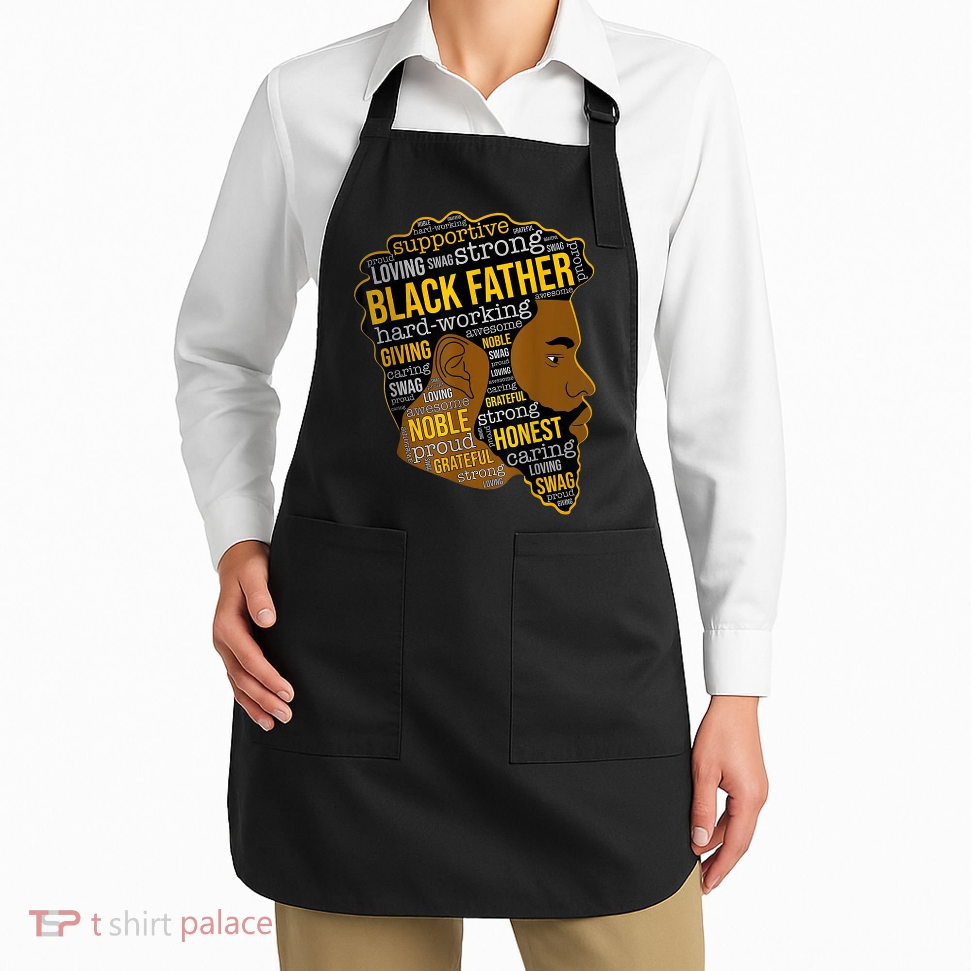Happy Father Day Black Father King Afro African Man Apron