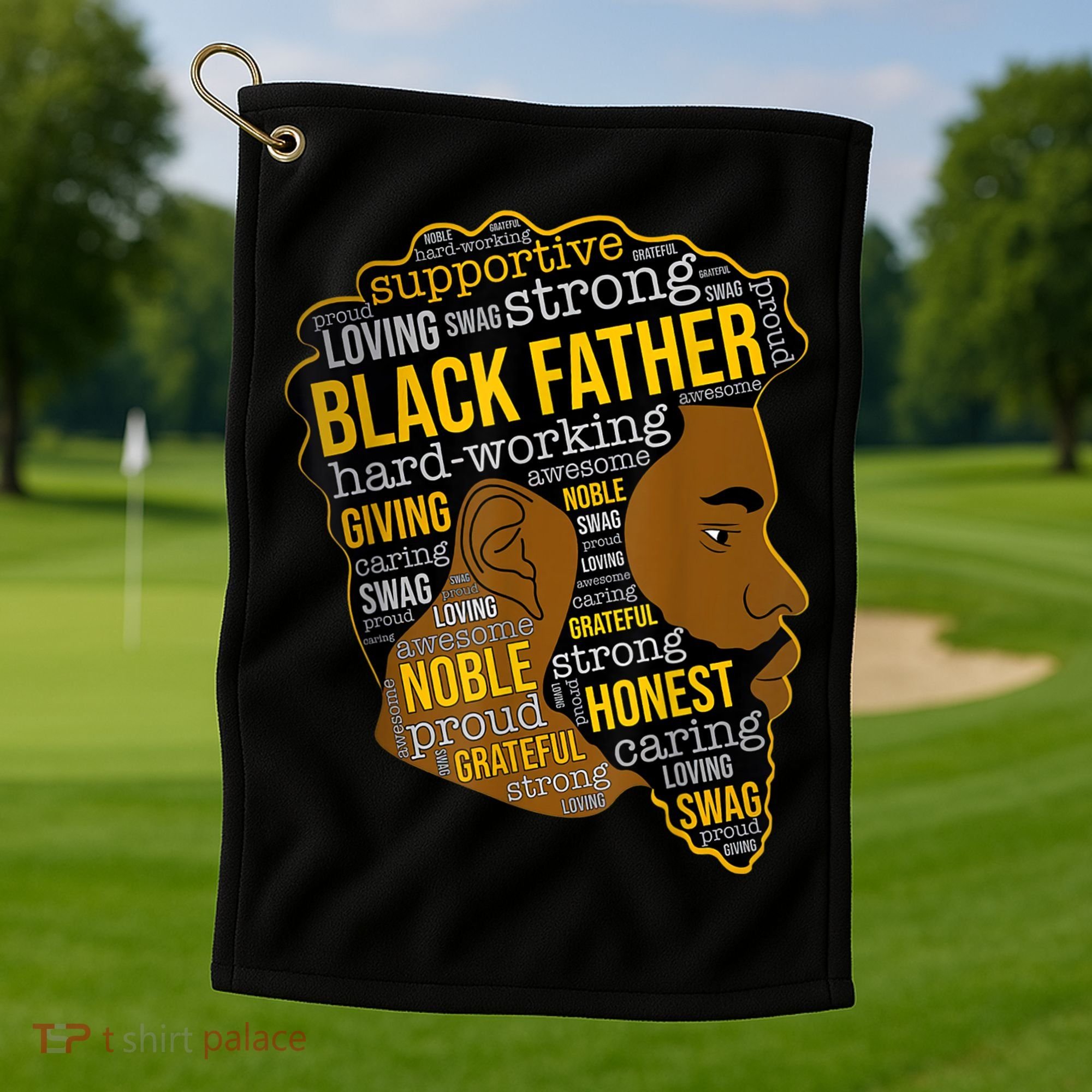 Happy Father Day Black Father King Afro African Man Golf Towel