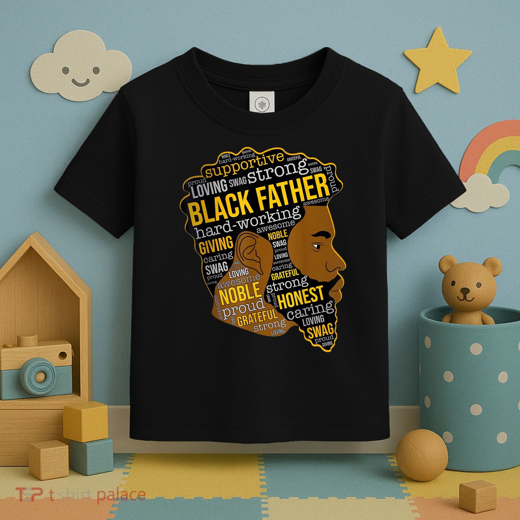 Happy Father Day Black Father King Afro African Man Toddler T-Shirt