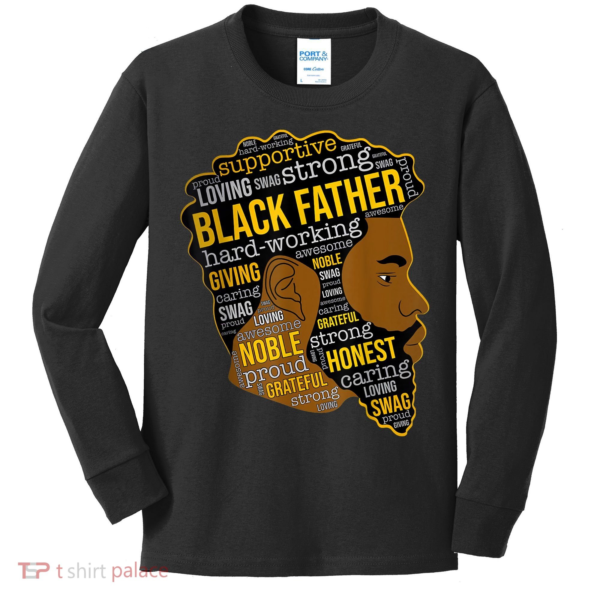 Happy Father Day Black Father King Afro African Man Kids Long Sleeve Shirt