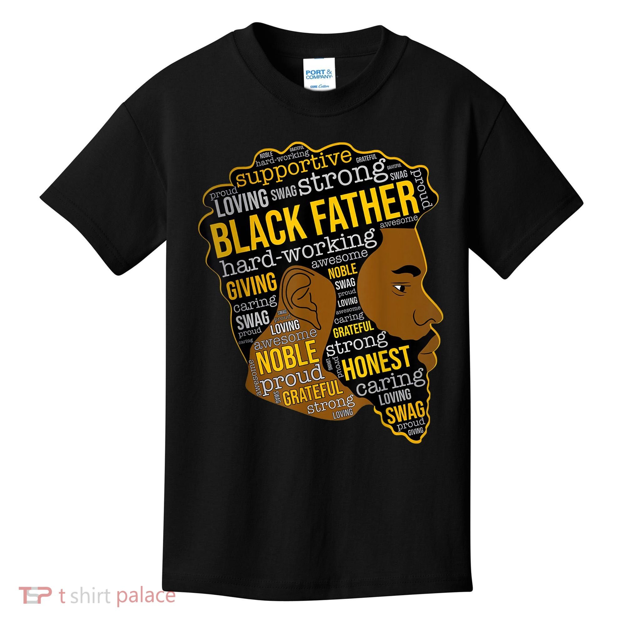 Happy Father Day Black Father King Afro African Man Kids T-Shirt