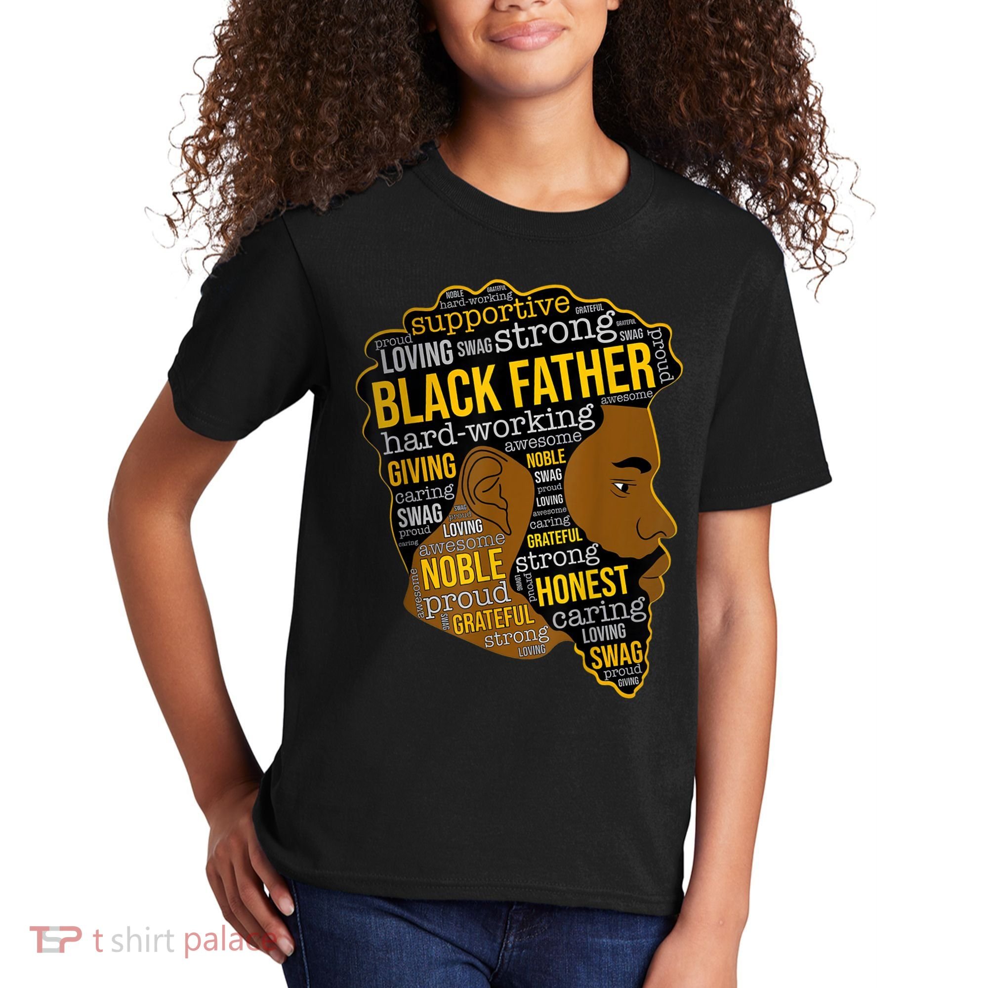 Happy Father Day Black Father King Afro African Man Kids T-Shirt