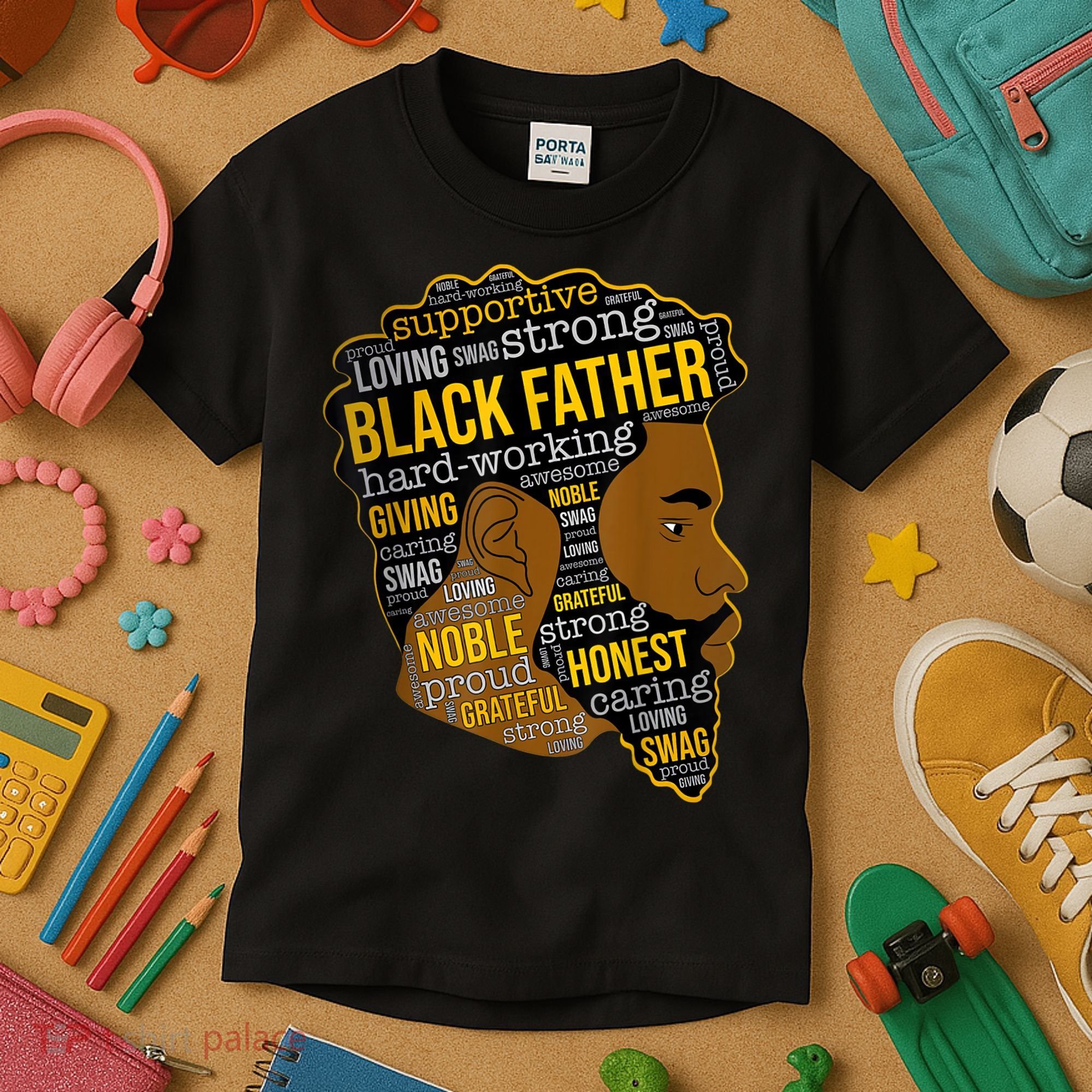 Happy Father Day Black Father King Afro African Man Kids T-Shirt
