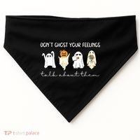 Halloween Funny Dont Ghost Your Feelings Talk About Them Gift USA-Made Doggie Bandana thumb 0
