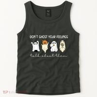 Halloween Funny Dont Ghost Your Feelings Talk About Them Gift Tank Top thumb 2