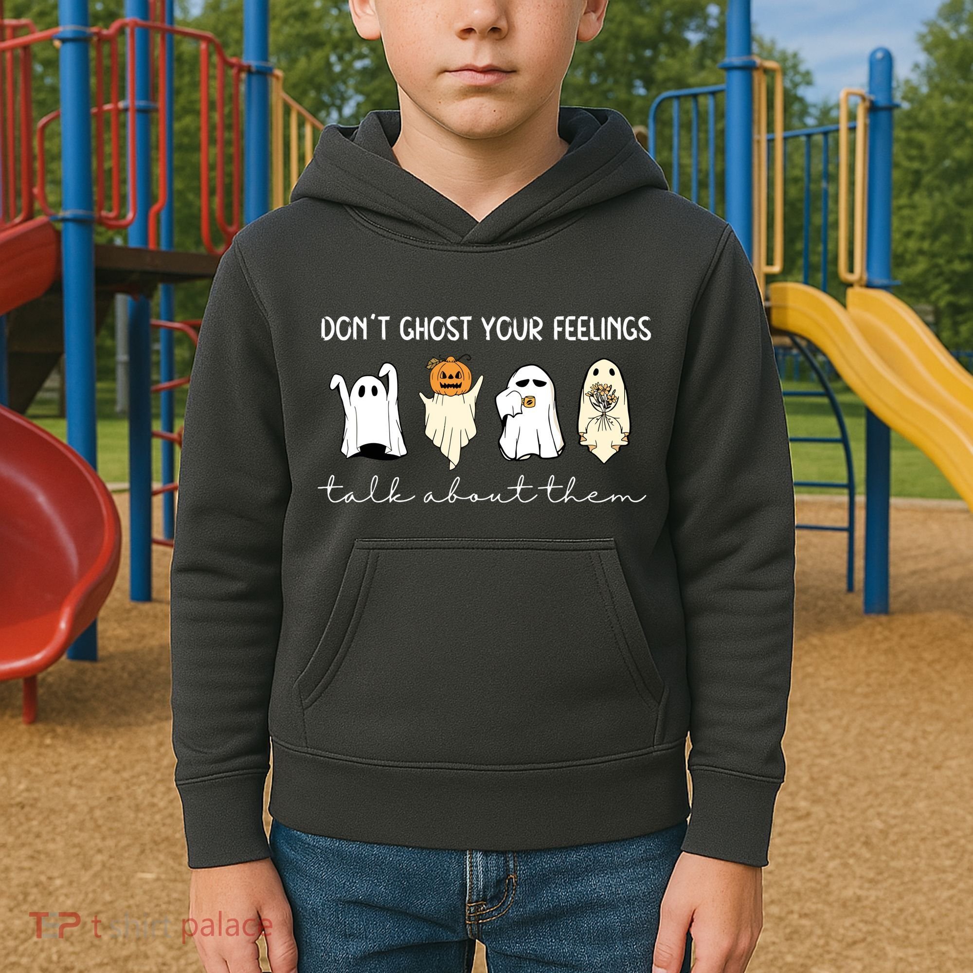 Halloween Funny Dont Ghost Your Feelings Talk About Them Gift Kids Hoodie