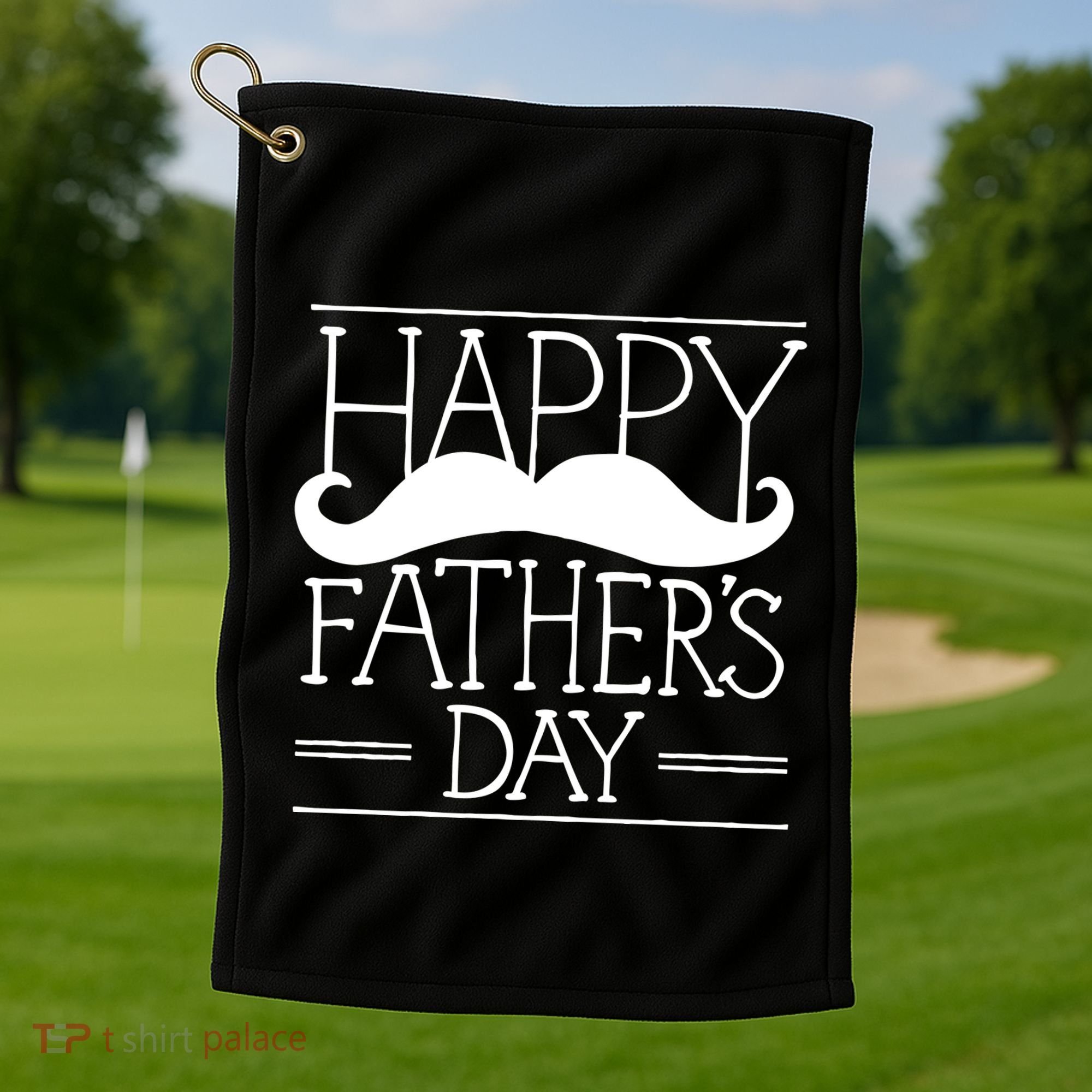 Happy Father's Day Mustache Gift Golf Towel
