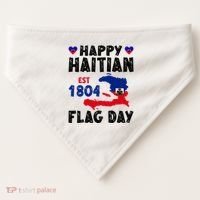 Haiti Flag Day Haitian Map Flag Celebration USA-Made Doggie Bandana thumb 0