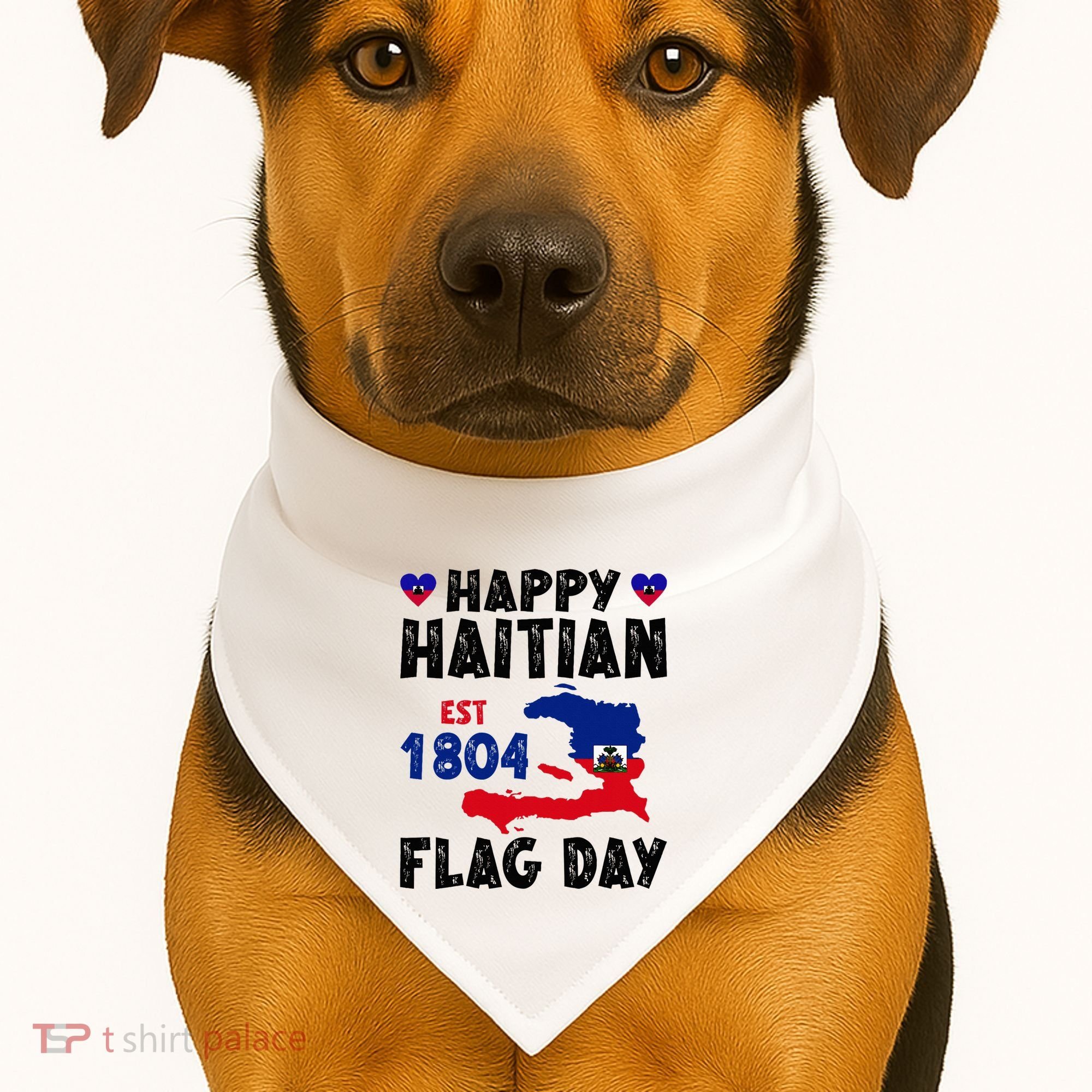 Haiti Flag Day Haitian Map Flag Celebration USA-Made Doggie Bandana