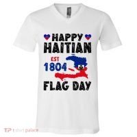 Haiti Flag Day Haitian Map Flag Celebration V-Neck T-Shirt thumb 0