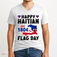Haiti Flag Day Haitian Map Flag Celebration V-Neck T-Shirt thumb 2