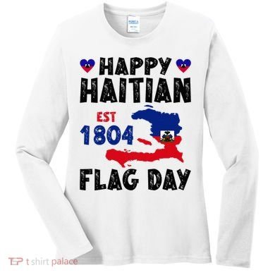 Haiti Flag Day Haitian Map Flag Celebration Women's Long Sleeve Shirt