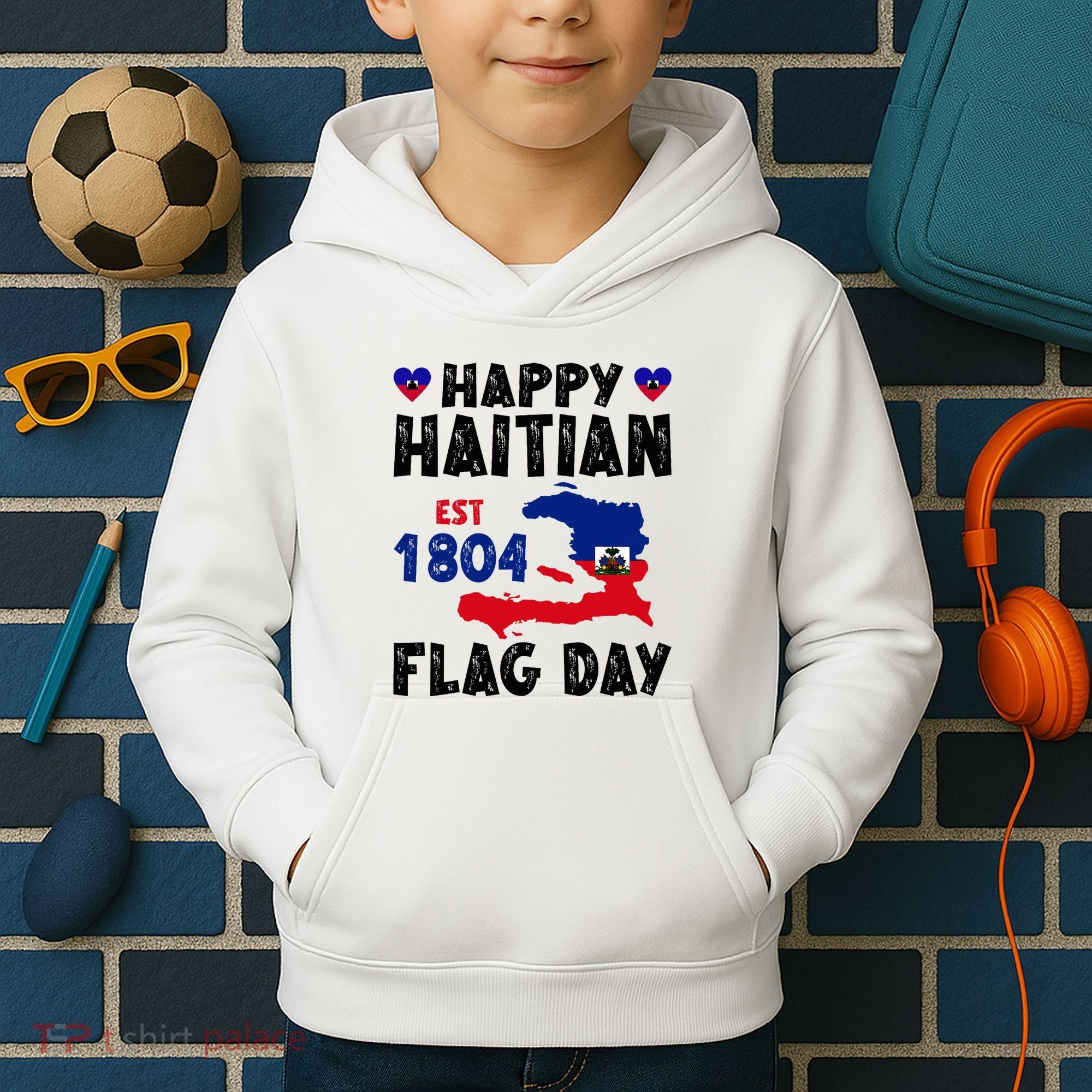 Haiti Flag Day Haitian Map Flag Celebration Kids Hoodie