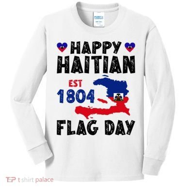 Haiti Flag Day Haitian Map Flag Celebration Kids Long Sleeve Shirt