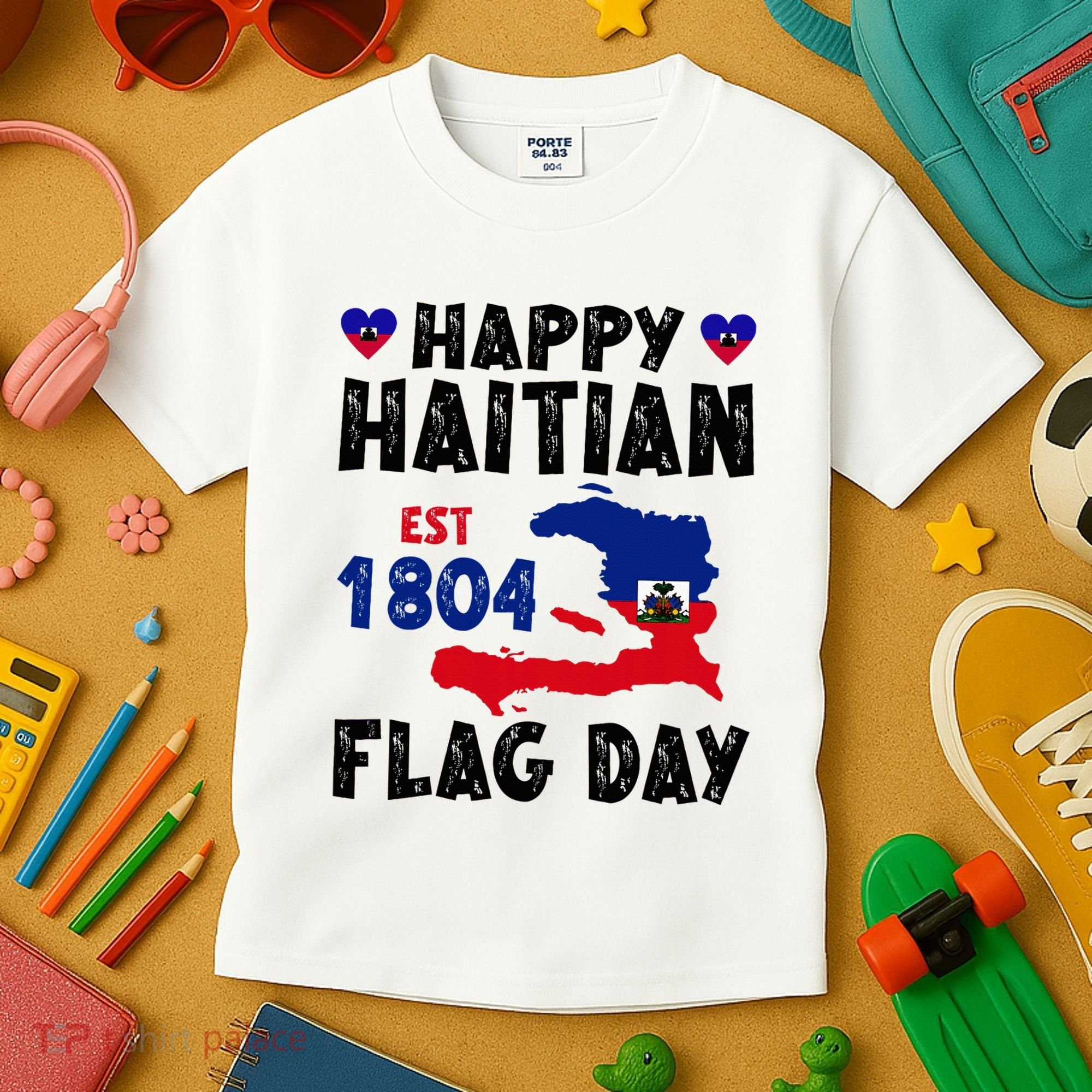 Haiti Flag Day Haitian Map Flag Celebration Kids T-Shirt