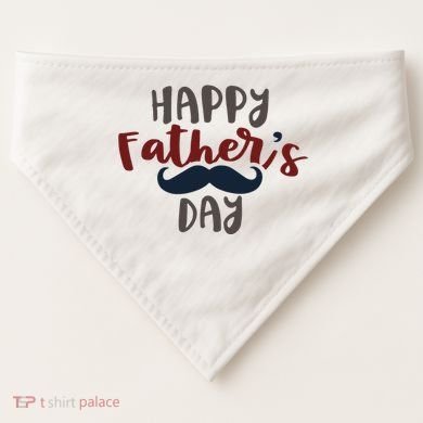 Happy Father's Day Mustache USA-Made Doggie Bandana