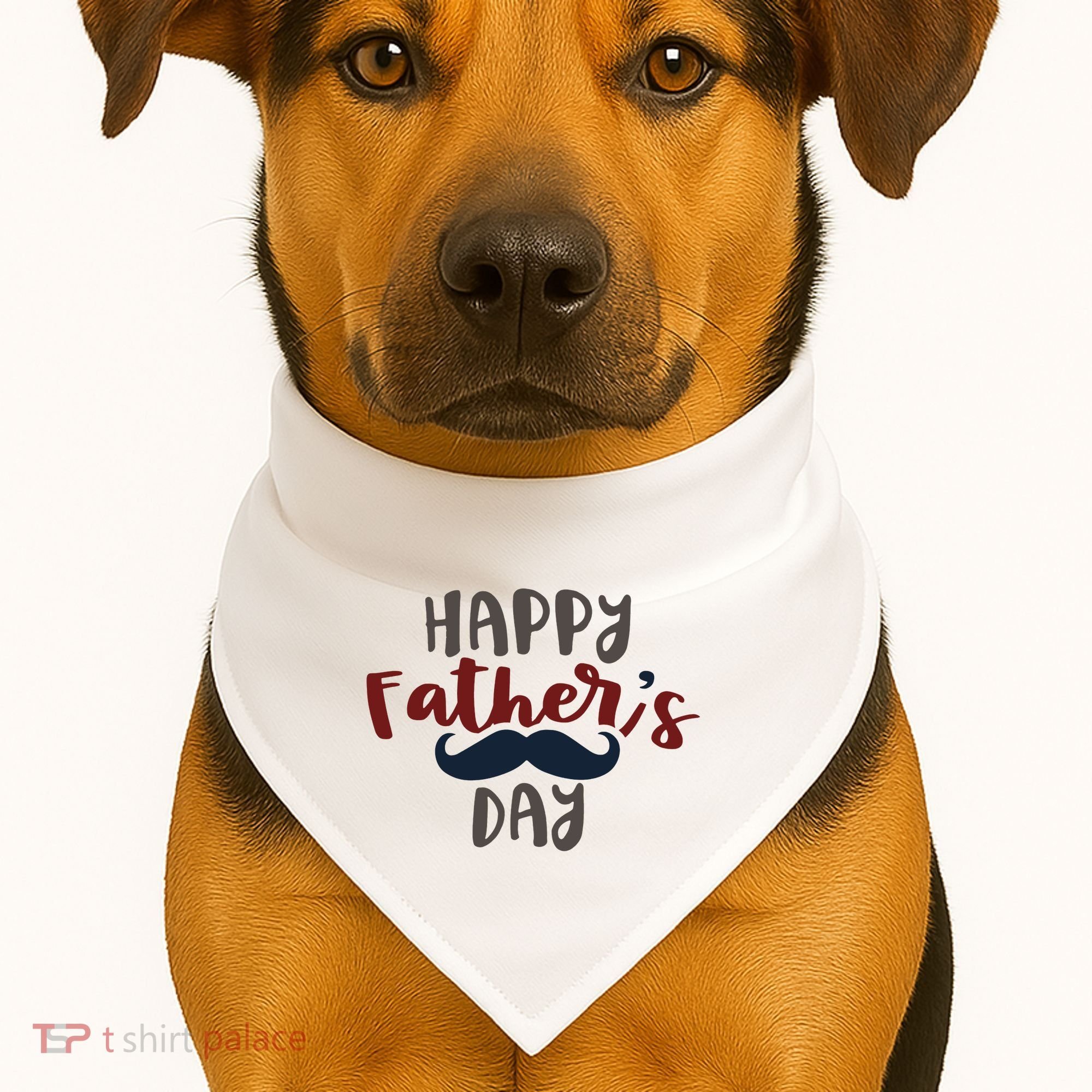 Happy Father's Day Mustache USA-Made Doggie Bandana