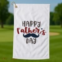 Happy Father's Day Mustache Golf Towel thumb 1