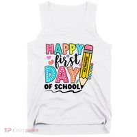 Happy First Day Of School Teacher Pencil Tank Top thumb 0