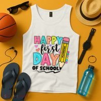 Happy First Day Of School Teacher Pencil Tank Top thumb 4