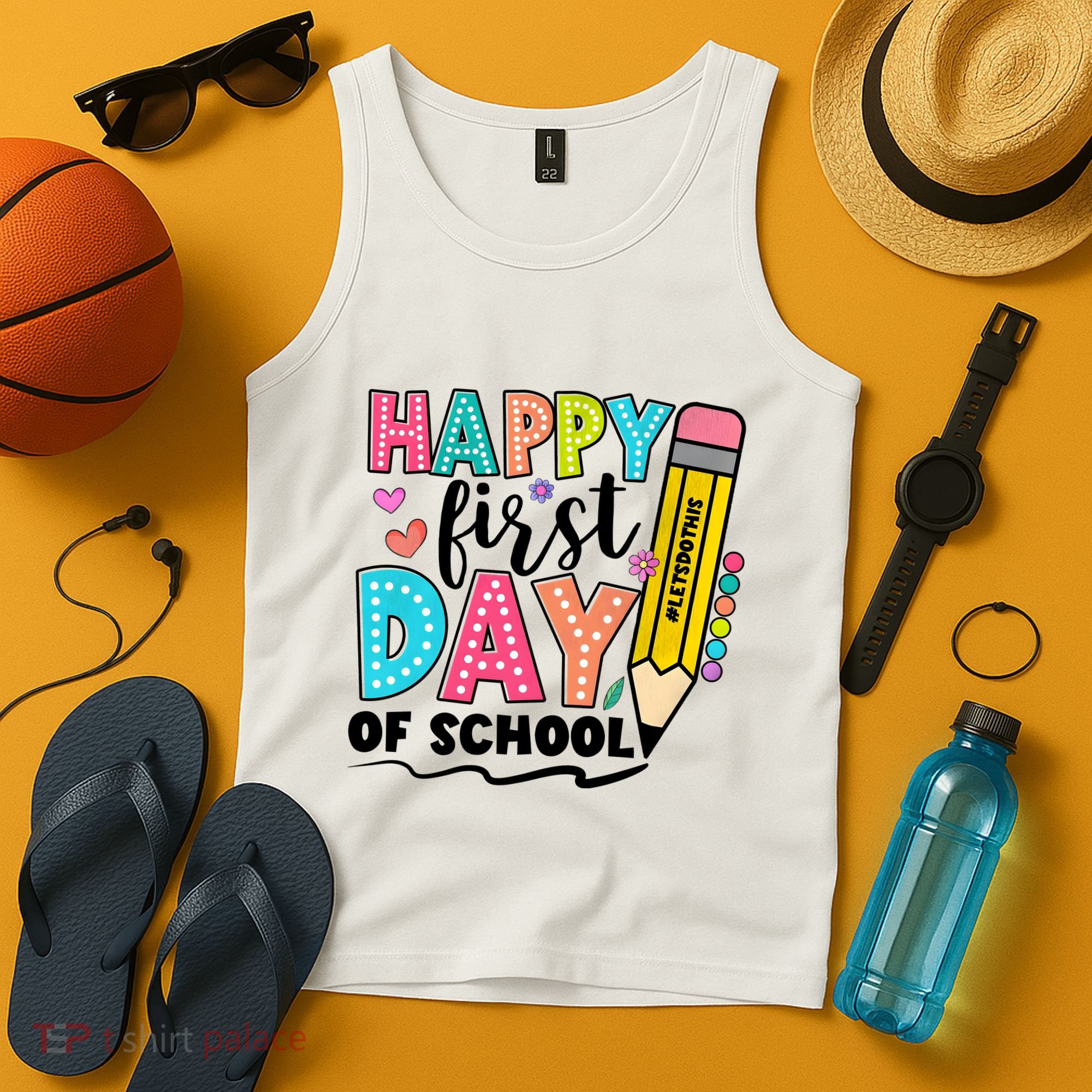 Happy First Day Of School Teacher Pencil Tank Top