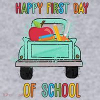 Happy First Day Of School Learning Truck Women's Racerback Cropped Tank thumb 2