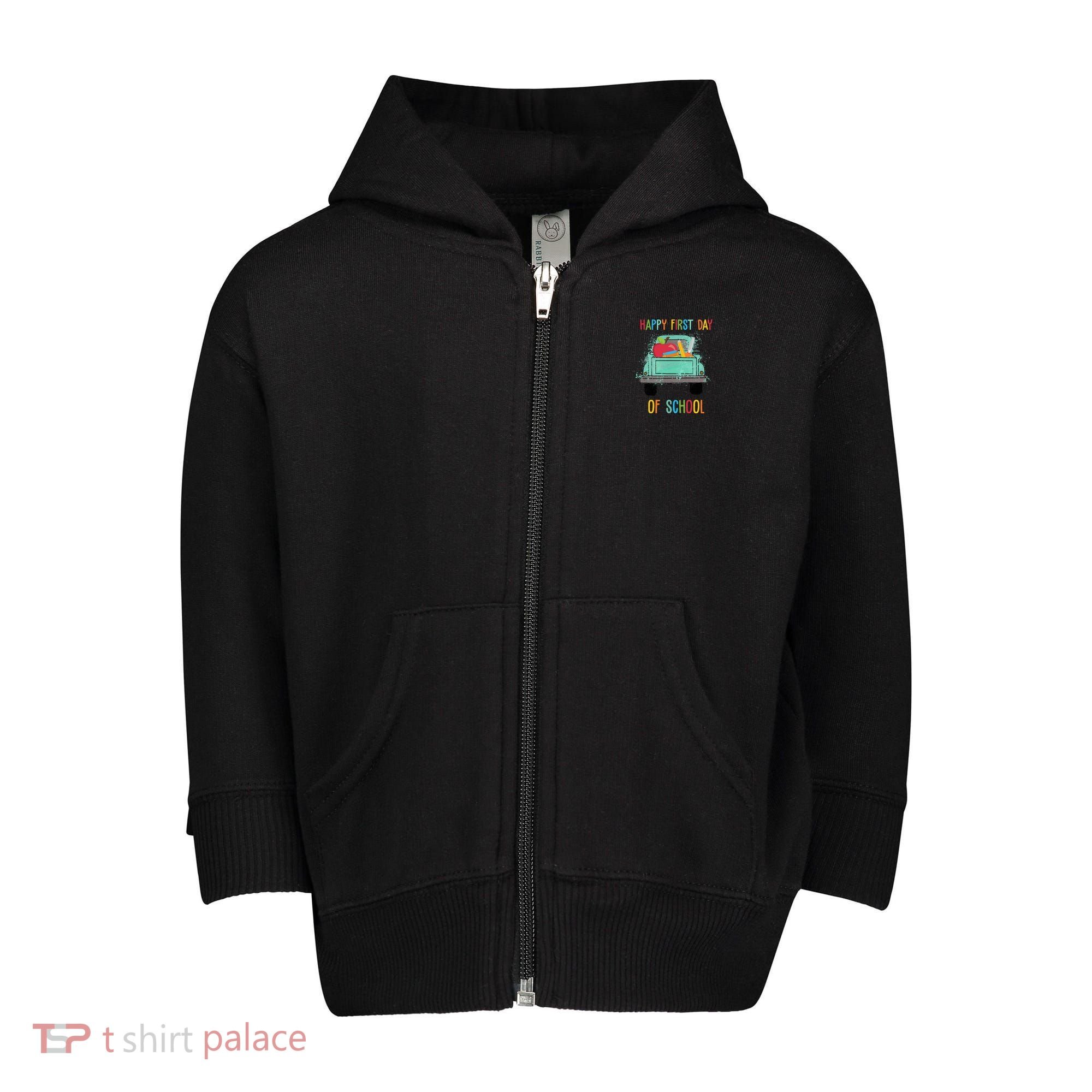 Happy First Day Of School Learning Truck Toddler Zip Fleece Hoodie