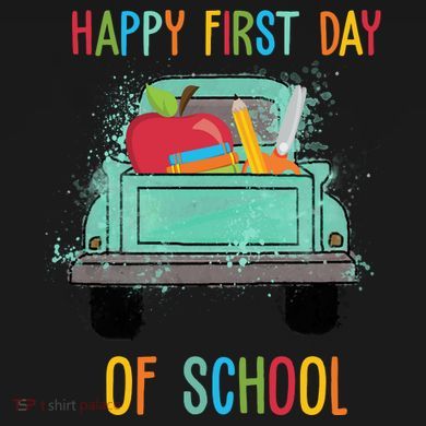 Happy First Day Of School Learning Truck Button
