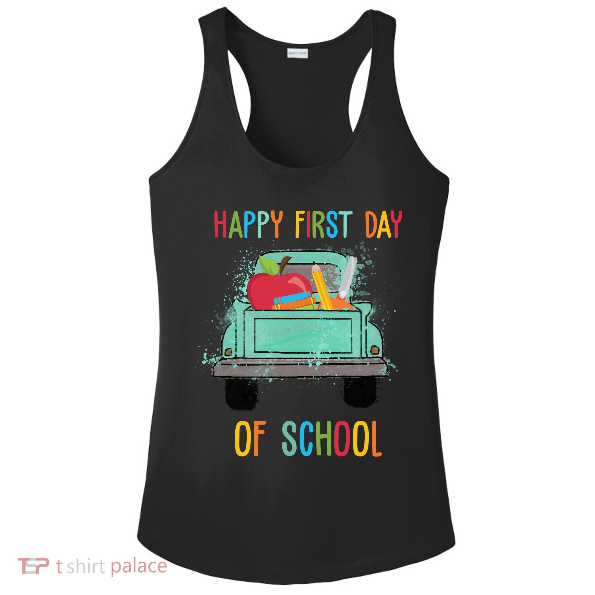 Happy First Day Of School Learning Truck Ladies PosiCharge Competitor Racerback Tank