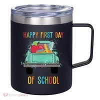 Happy First Day Of School Learning Truck 12oz Stainless Steel Coffee Mug thumb 0